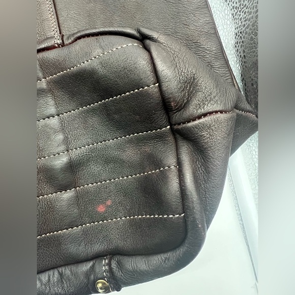 3RD FLOOR Made in Italy Dark Brown Reddish Leather Embellished Oversized XL Tote - Picture 15 of 17